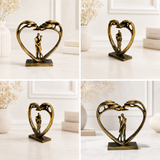 Golden Heart Couple Sculpture