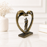 Golden Heart Couple Sculpture
